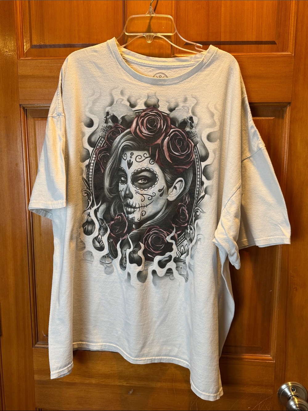Unisex Day of the Dead T-shirt 3XL White Sugar Skull Day of the Dead Tattoo Art